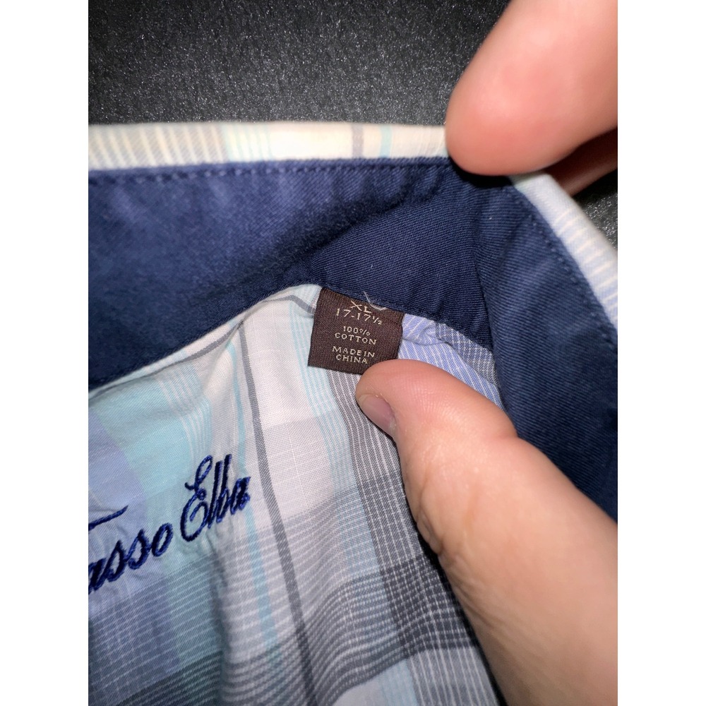 Tasso Elba Mens Plaid Long Sleeve Button Down Shirt Blue Grey White L - Picture 5 of 10